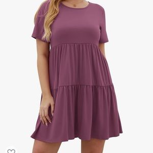 KARALINPlus Size 26W Babydoll Dress for Women Short Sleeve Tunic Dress